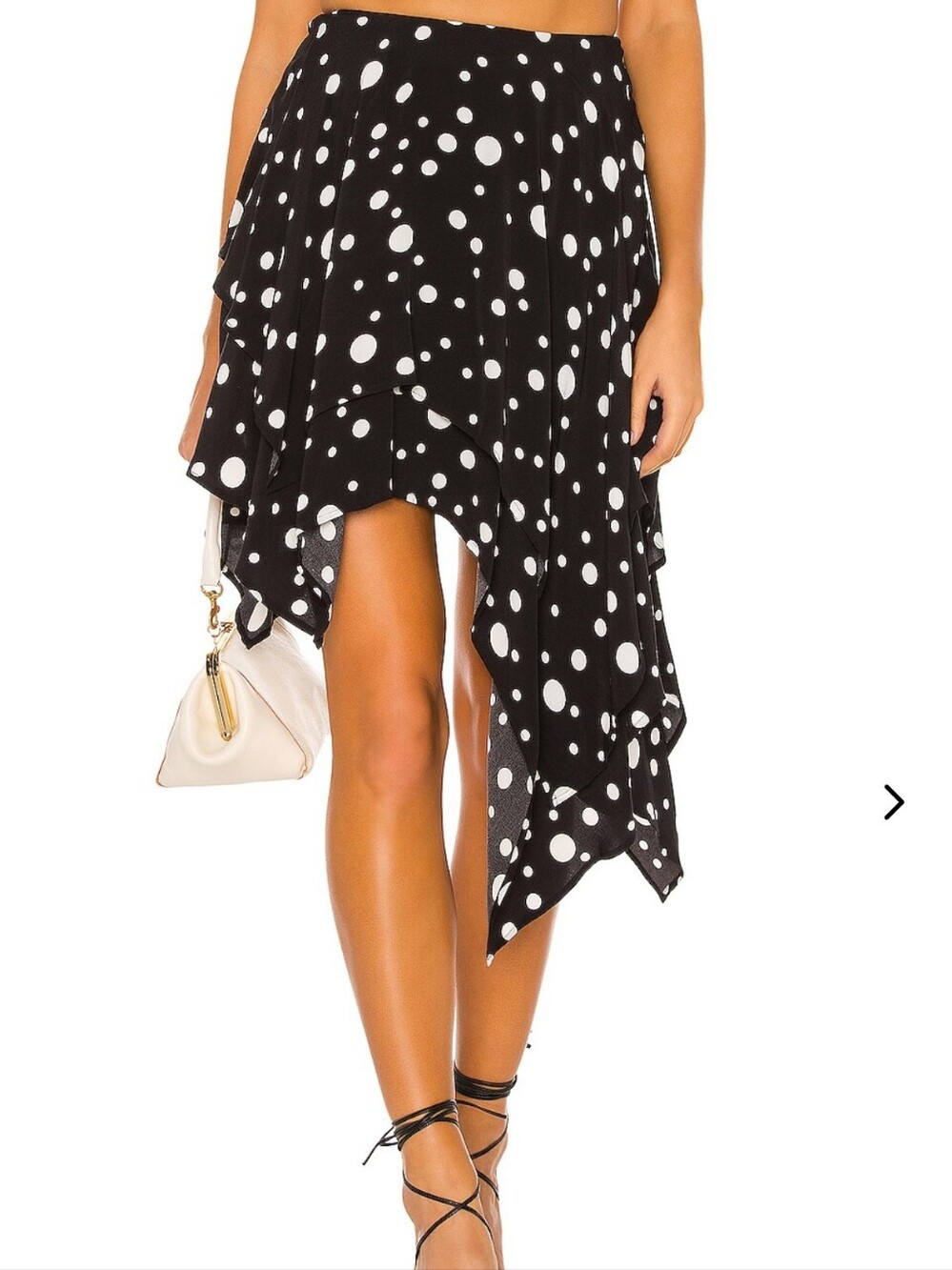 Lovers + Friends  Assymetrical Black Polka Dot Shirt.